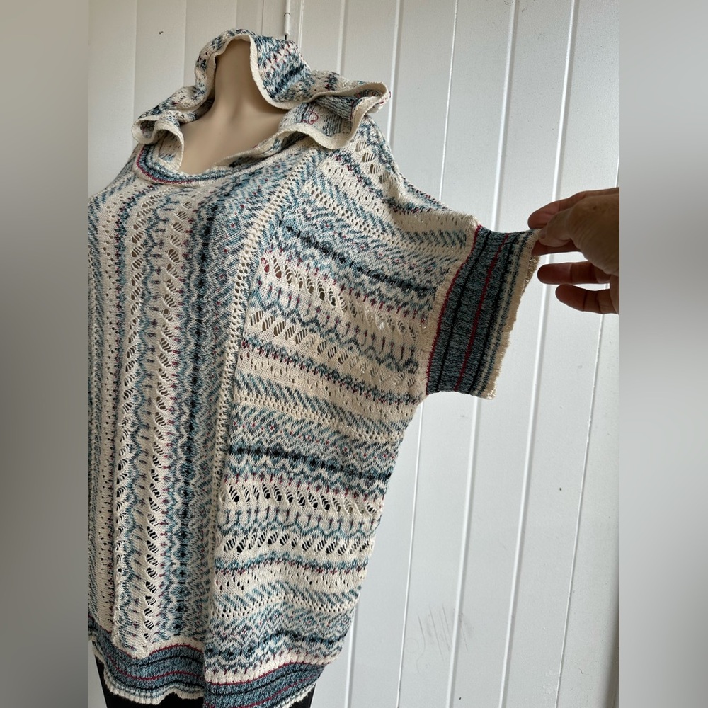 MIA MADDISON Missy Plus Lightweight crocheted short sleeve hoodie sweater  1X